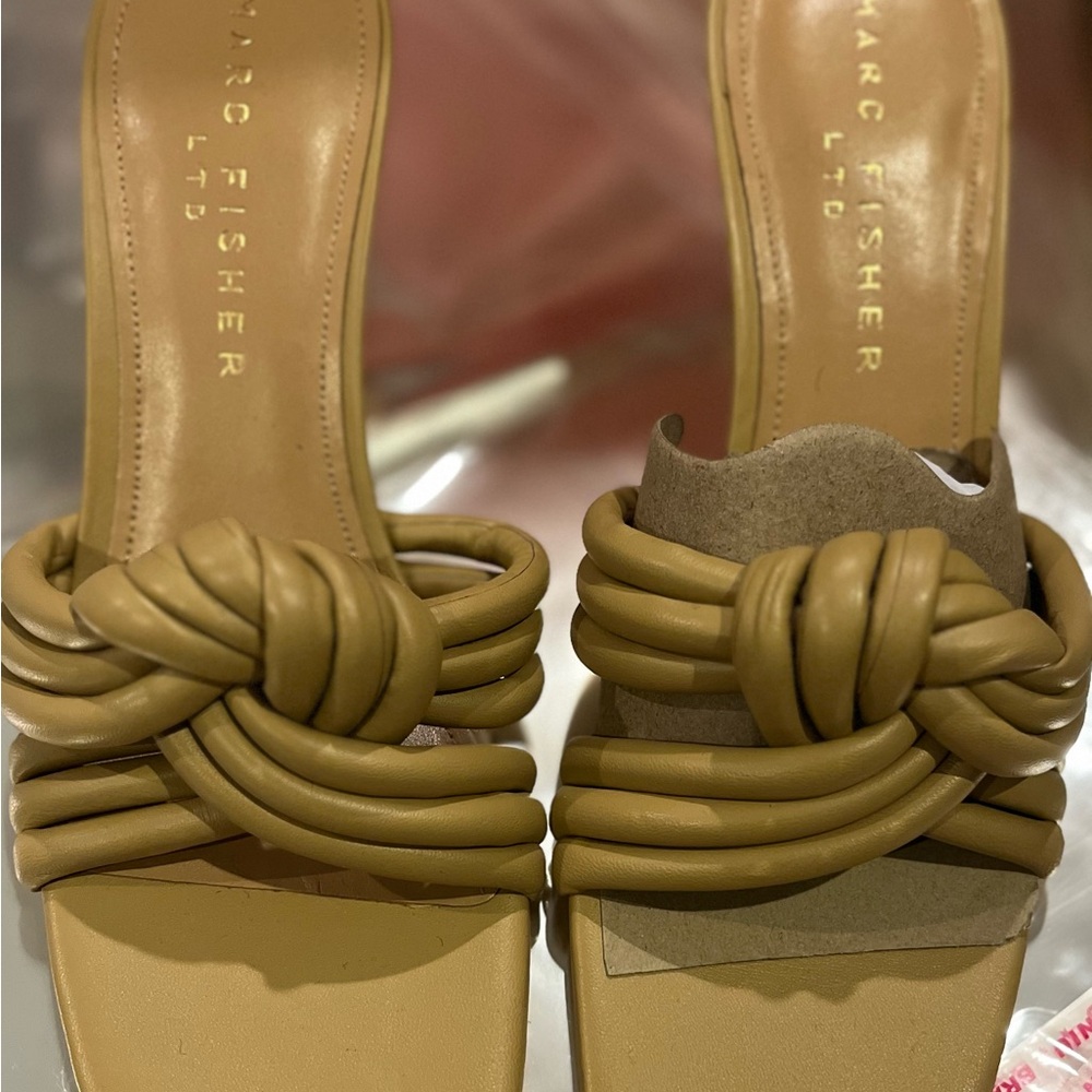 Marc Fisher Knotted Tan Mules